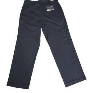 IZOD American Chino Mens Pants Wrinkle Free Double Pleat Classic Fit 36x32 Navy